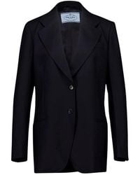 Prada - Jassen ,Blauw ,Wol Single-Breasted Chevron Jacket - Lyst
