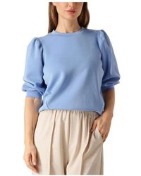 SELECTED - Overhemden ,Blauw ,Blauwe 3/4 Mouw Sweat Top - Lyst