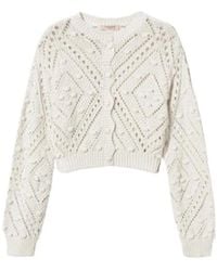 Twinset - Truien & Vesten ,Katoen Cardigan Met Diamantpatroon - Lyst