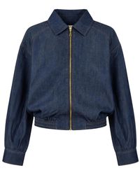 Twinset - Jassen ,Blauw ,Denim Cropped Chambray Jacket - Lyst