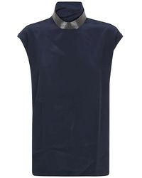 Brunello Cucinelli - Tops ,Blauw ,Stijlvolle Blouse Voor Vrouwen - Lyst