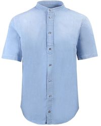 Dondup - Blaues stretch-denim-hemd ss22 - Lyst