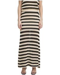 Ichi - Zachte Gebreide Rok Zwart/Amandel Streep - Lyst