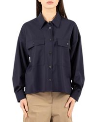 Weekend by Maxmara - Jassen ,Blauw ,Wol Mulino Crop Jacket - Lyst