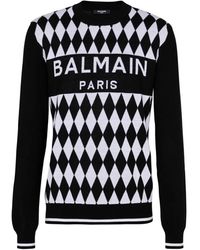 Balmain - Wollen Trui Met Jacquard - Lyst