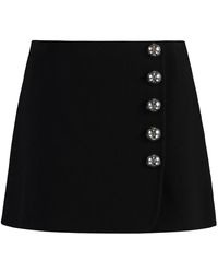 PUCCI - Rokken ,Zwart ,Wol Wikkel Mini Rok Met Versierde Knopen - Lyst