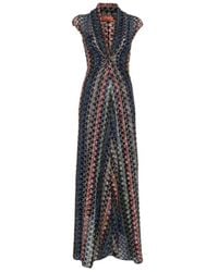 Missoni - Chevron-Gebreide Jurk Met V-Hals - Lyst