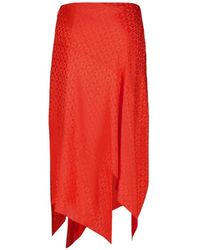 Fendi - Rokken ,Rood ,Ff Jacquard Midi Rok - Lyst