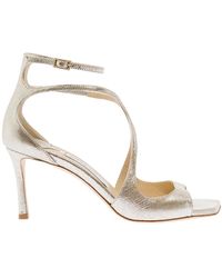 Jimmy Choo - Graue sandalen mit absatz und knöchelriemen - Lyst