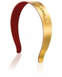 Balmain - Accessoires ,Geel ,Gouden Haarband Met Ingelegd Logo - Lyst