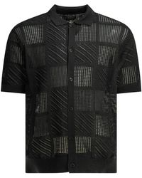 Beams Plus - Overhemden ,Zwart ,Katoen Patchwork Open-Knit Polo Shirt - Lyst