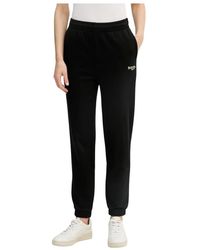 Lacoste - Broeken ,Zwart ,Katoen Straight Fit Logo Trainingsbroeken - Lyst