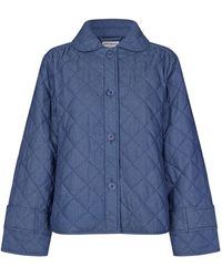 Lolly's Laundry - Jassen ,Blauw ,Polyester Elegante Donkerblauwe Jas Met Ronde Kraag - Lyst