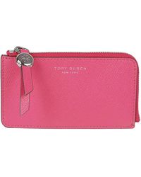 Tory Burch - Accessoires ,Roze ,Leer Romy Zip-Around Kaarthouder - Lyst