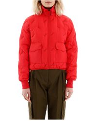 KENZO Puffer Jacket With Logo Embroideries - Rood