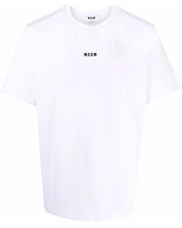 MSGM - Tops ,Wit ,Katoen T-Shirt Met Logo-Print - Lyst