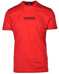 DSquared² - Tops ,Rood ,Katoen T-Shirt - Lyst