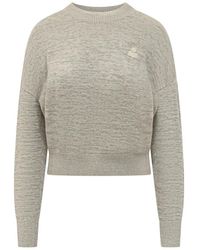 Isabel Marant - Truien & Vesten ,Grijs ,Katoen Geborduurde Logo Sweater - Lyst
