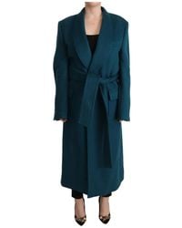 Dolce & Gabbana - Cappotto trench in lana blu verde a maniche lunghe - Lyst