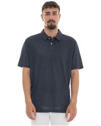GANT - Tops ,Blauw ,Linnen Polo Shirt Met Korte Mouwen - Lyst