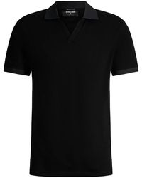 Strellson - Tops ,Zwart ,Katoen Polo Shirt Met Fijn Geribbelde Textuur - Lyst