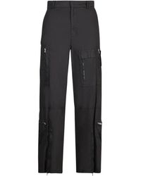 Givenchy - Broeken ,Zwart ,Katoen Zwarte Broek Met Ritszakken - Lyst