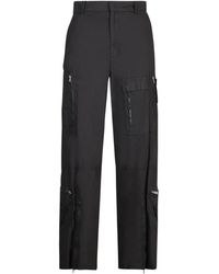 Givenchy - Broeken ,Zwart ,Katoen Zwarte Broek Met Ritszakken - Lyst