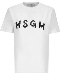 MSGM - E Baumwoll-T-Shirt mit Logo - Lyst