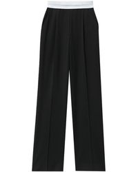 Alexander Wang - Broeken ,Zwart ,Logo Elastische Geplooide Hoge Taille Broek - Lyst