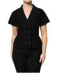 Dolce & Gabbana - Jassen ,Zwart ,Wol Zwarte Wol Dubbele Breasted Jas - Lyst
