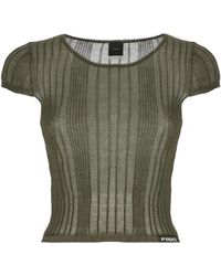 Pinko - Tops ,Groen ,Katoen Groene Katoenen Top Met Logopatch - Lyst