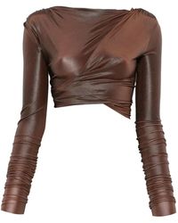 Rick Owens - Overhemden ,Bruin ,Katoen Jade Long Sleeve Crop T-Shirt - Lyst