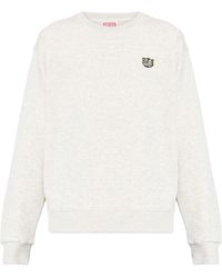 KENZO - Hoodies & Sweatvesten ,Grijs ,Katoen Wild Tiger Geborduurd Sweatshirt - Lyst