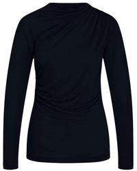 Bruuns Bazaar - Tops ,Zwart ,Gedrapeerde Zwarte Blouse Top - Lyst