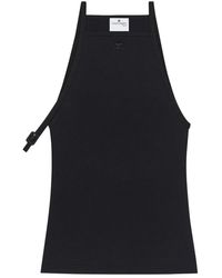 Courreges - Tops ,Zwart ,Katoen Buckle 90's Rib Tank Top - Lyst