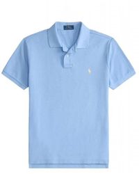 Ralph Lauren - Tops ,Blauw ,Katoen Custom Slim Fit Mesh Polo Shirt - Lyst