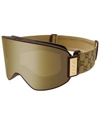 Gucci - Accessoires ,Bruin ,Shield Zonnebril - Lyst