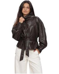co'couture - Jassen ,Bruin ,Leer Leren Jassen - Lyst