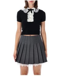 Self-Portrait - Gebreide Top Met Kanten Details - Lyst