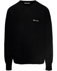 Palm Angels - Maglioneero girocollo e logo ricamato - Lyst