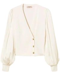 Twinset - Asymmetrische V-Hals Gebreide Top Met Overslag - Lyst
