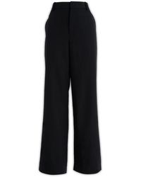Balmain - Broeken ,Zwart ,Katoen Grain De Poudre Wide-Leg Broek - Lyst
