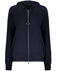 Moorer - Hoodies & Sweatvesten ,Blauw ,Hoodie Met Elastische Tailleband - Lyst