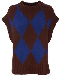 La DoubleJ - Truien & Vesten ,Blauw ,Wol Argyle Gilet - Lyst