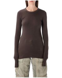 Rick Owens - Geribbeld Ls T-Shirt Donker Stof Aw25 - Lyst