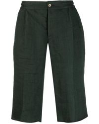 Kiton - Korte Broeken ,Groen ,Linnen Bosgroene Linnen Bermuda Shorts - Lyst