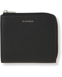 Jil Sander - Accessoires ,Zwart ,Leer Leren Portemonnee Met Logo-Print - Lyst
