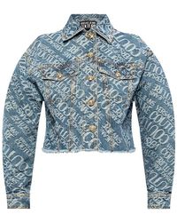Versace Jeans Logo-embroidered Denim Jacket - Blauw