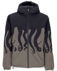 Octopus - Jassen ,Groen ,Polyester Army Layer Puffer Jas Met Capuchon - Lyst