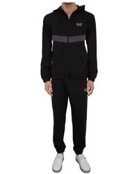 EA7 - Fitness ,Zwart ,Katoen Zwart Trainingspak Set - Lyst